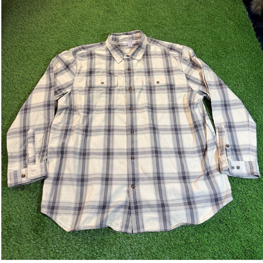 Carhartt Original Fit Plaid Flannel Shirt Mens 2XL Made in India